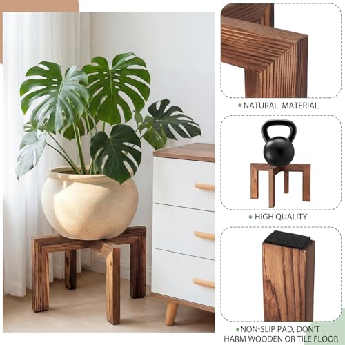 Pinkunn 3 Pcs Wood Plant Stand Indoor Plant Stand for 3-12 Inch Pots Mid-century Modern Plants Stool Plants Pot Holder Home Decor for Balcony Living Room Office Courtyard Detachable(Classic Style) - style: Classic Style