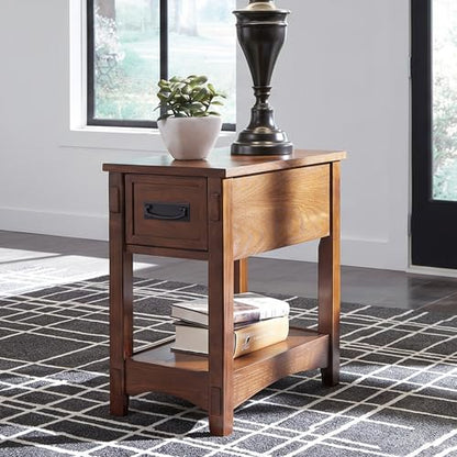 Signature Design by Ashley Breegin Narrow Sofa Side End Table, Brown, 13" - color: Brown