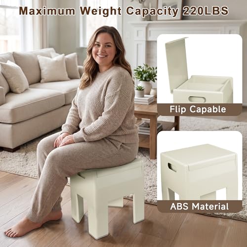 Modern Nightstand - Multifunctional Plastic Bedside Table with Storage Space, Side Table Easy Assembly for Bedroom, Dorm and Small Areas (14.2" D x 11.8" W x 15.78" H, Beige White) - color: Beige White