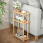 Apicizon Small Narrow Side Table, 3-Tier Skinny End Table for Small Spaces, Slim Nightstand with Storage Shelf, Bedside Table for Living Room, Bedroom, Natural - color: Natural, style: Narrow Side Table