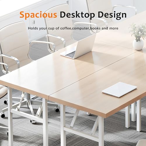 Need Office Computer Desk - 47.2L Sturdy and Heavy Duty Folding Laptop Table,Writing Table/Home Office Desk/Sewing Table,No Assembly Required,Pink Oak&White AC5AW (120 * 60) - color: Pink Oak & White Frame, size: 47inch