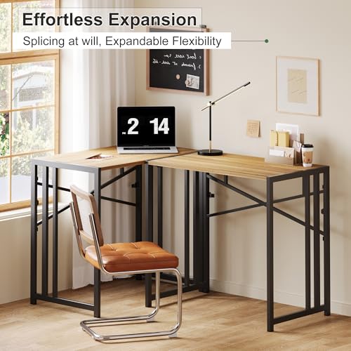 Lutown-Teen Narrow Folding Computer Desk 35 inch, Writing Gaming Computer Camping Desk, Espresso - color: Espresso, size: 35 Inch