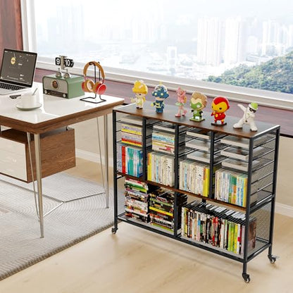EasyPAG Rolling File Cart with 24 Slot Mail Organizer, Under Desk Storage with Hanging File Rack for Letter/Legal Folders, Mobile Filing Cabinet Printer Stand for Office Home Classroom, Black - size: 24 Slots+2 Hanging Rack