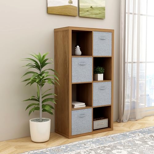 8-Cube Storage Organizer Shelf – 2x4 Cube Bookcase with Open Back, Cube Organizer Shelf for Books, Toys, Decor & Office Supplies – Heavy Duty, Easy Assembly & Space-Saving Design(Walnut) - color: Walnut