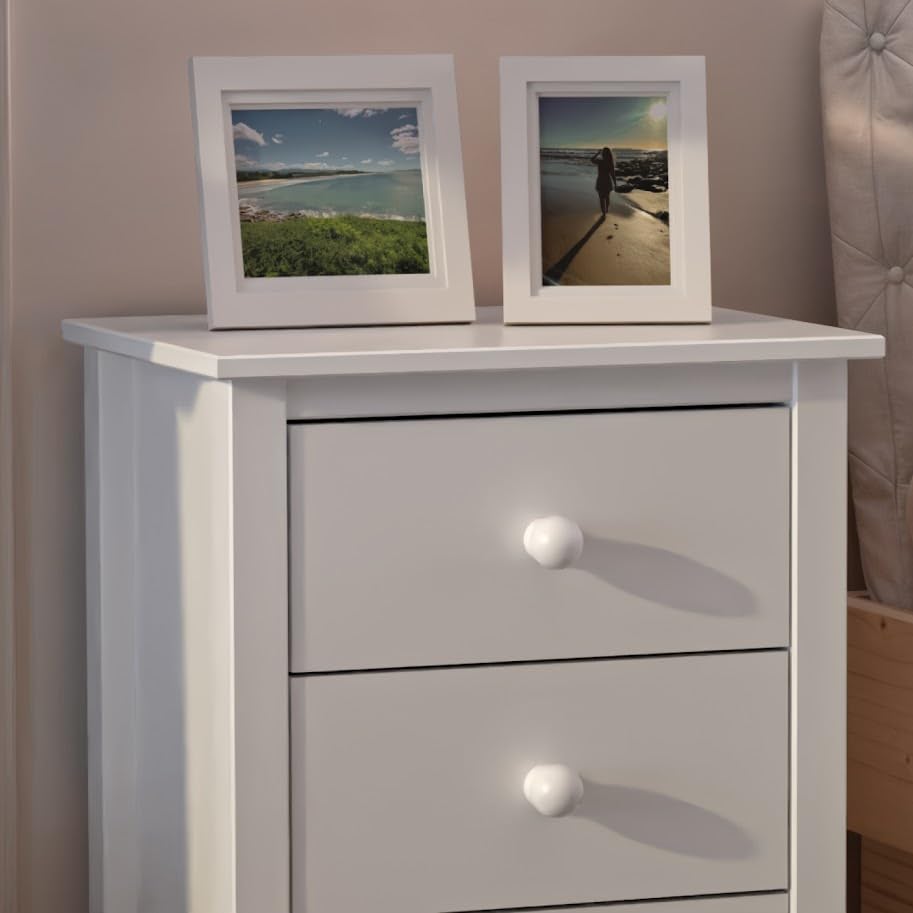 From the Tree Furniture Solid Wood Extra Tall Nightstand for Bedroom with 3 Deep Storage Drawers (White) (BS301) - color: White