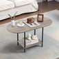 Small Coffee Table,35.4'' Oval Coffee Table with Storage Shelf & Metal Frame,Low Cocktail Tea Accent Table for Apartment,Modern Mid Century Small Living Room Table,Rustic Grey - color: Grey