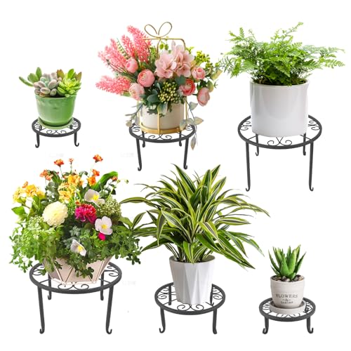 6 Pack Outdoor Plant Stand, Heavy Duty Metal Plant Stand, Flower Pot Stand Indoor Outdoor , Rust Proof Iron Planter Stand, Multi-Size Plant Pot Stands, Pot Stands for Plants Indoor Home Garden Patio