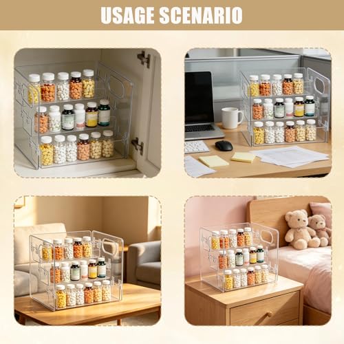 3-Tier Vitamin Storage Organizer with 7-Day Pill Box, Holder for Vitamin Bottles & Medicine Bottle,Supplement Rack for Cabinet Countertop Bathroom Kitchen Pantry, Includes Weekly Pill Organizer