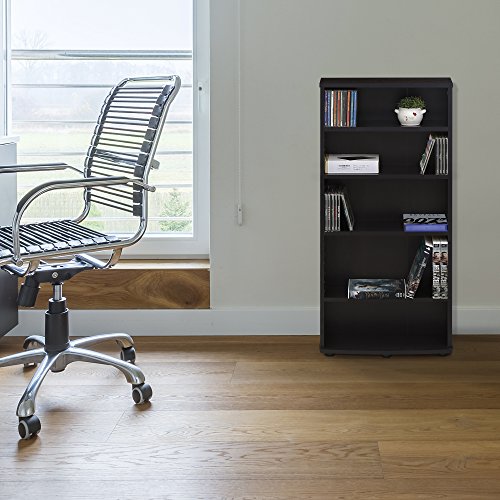 FURINNO Jaya 4-Tier Multimedia Storage Tower, Espresso - color: Espresso, size: 4-Shelf