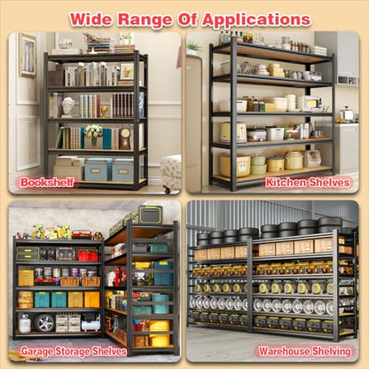 24"W Steel and Wood Book Shelf, 4 Tier Metal Bookcase, 1200LBS Display Shelving, Adjustable Utility Shelf Organizere, Standing Storage Shelves for Study, Bedroom, Living Room and Home Office, Black - size: 24"W x 12"D x 46"H
