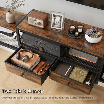HavenlyYouth 55" Floating TV Stand, Modern Entertainment Center, Wall-Mounted Media Console Shelf for Under TV Storage, TV Cabinet for Living Room, Bedroom, Rustic Brown