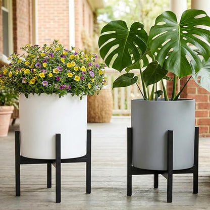 FaithLand Mid Century Plant Stand Indoor Outdoor (EXCLUDING 12" Plant Pot) , Hold Up to 12 Inch Planter, Metal Planter Stand, Potted Plant Holder, Black - Fits Snake Plant - Upgraded Design. - size: 12 inch