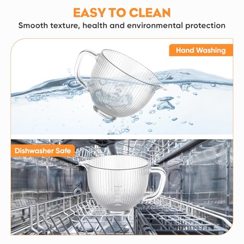 Cofun Glass Mixer Bowl for Kitchenaid Tilt-Head Stand Mixers 4.5-5 Quart | 5 Qt Mixing Bowl Replacement for KitchenAid with Measurement Markings, Handle - color: Glass