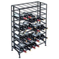 Wine Rack Freestanding Floor,Gray Metal Wine Rack, 9 Tier Wine Stand,Wine Storage Holds up to 54 Bottles,No Assembly Required - color: Black
