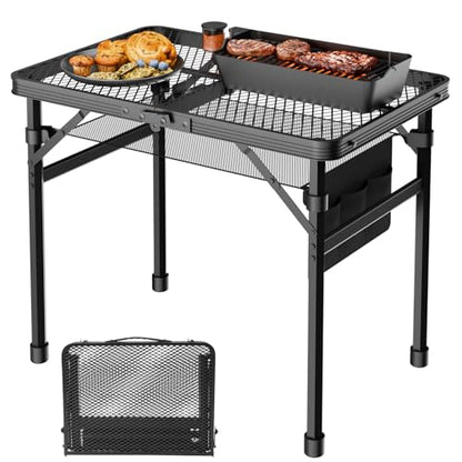 WildFinder Folding Table, 2x1.3 FT Camping Table with Mesh Desktop,Folding Grill Table with Mesh Bag,Portable Outdoor for Picnic,Camping,BBQ,Beach(Black) - size: 2x1.3 FT