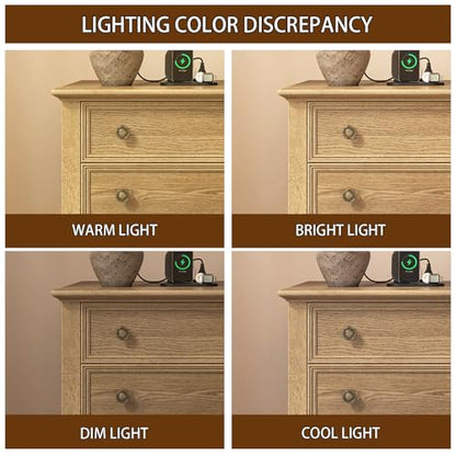 IKENO Solid Wood Nightstand with 3 Drawers, Tall Leg Bedside Table with Charging Station, Farmhouse Night Stand with Wood Slide Rail, Anti-Scratch Foot Pads for Bedroom，Teak - color: Teak