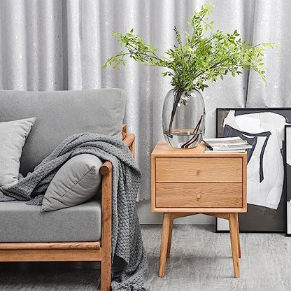Night Stand, Midcentury Modern Solid Wood Nightstand with Drawer, Durable Sturdy Tall Bedside Tables with High Stool Leg, 17.72 W x 13.78 D x 23.63 H Inches (Natural)