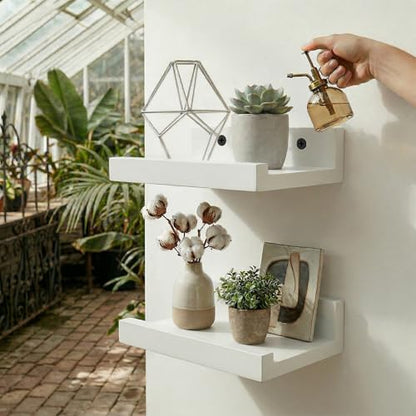 Z metnal Small Floating Shelves, Natural Wooden Display Wall Shelf for Picture Ledge, Nursery Floating Shelves, White, Wall Mounted, 8 x 5.5 inch, 2 Pcs - color: White, size: 8 Inch