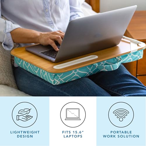 LAPGEAR Designer Lap Desk – Aqua Trellis, 2-Pack with Storage Basket - color: Aqua Trellis, size: 2-Pack + Basket