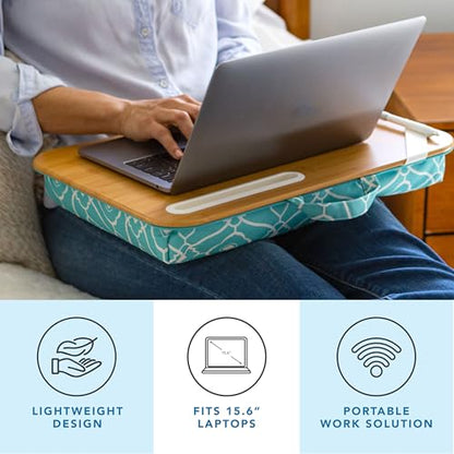 LAPGEAR Designer Lap Desk – Aqua Trellis, 2-Pack with Storage Basket - color: Aqua Trellis, size: 2-Pack + Basket
