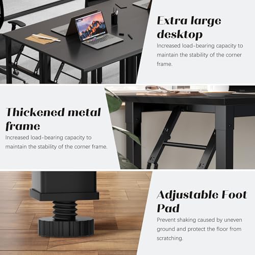 Need Office Computer Desk -35.8 L Sturdy and Heavy Duty Folding Laptop Table,Writing Table/Home Office Desk/Sewing Table, No Assembly Required, Black & Black Frame - color: Black & Black Frame, size: 35.8inch