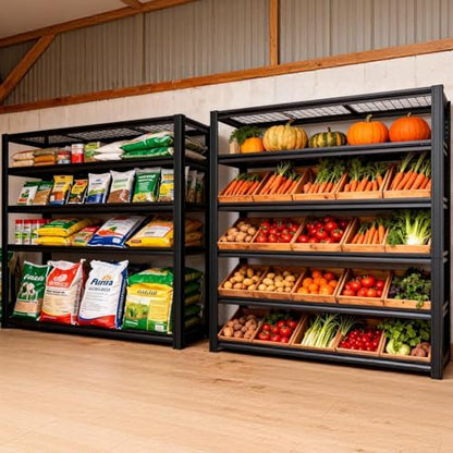 6T 4200 LBS Garage Shelving,84"*62"*24" Industrial Shelf,Airflow Design Storage Shelves,6 Tier Adjustable Metal Shelves,for Garage,Basement, Storage Room, Supermarket, Garden, Farm - size: Black 84"*62"*24" 6T