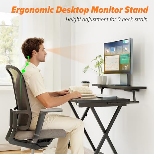 WOHOMO Folding Computer Desk with Adjustable Height, 23.6" x 31.5" x 25.6" Foldable Table with Monitor Stand, Small Office Desk for Bedroom, Space Saving Desk for Home Office, Easy Assemble, Black - color: Black