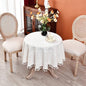 Plaid Round Tablecloth 48 Inch Cotton Linen Round Table Cloth - color: Off-white, size: 48" (Round)