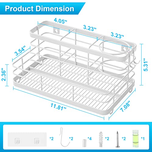 VITVITI Metal Hair Tool Organizer Wall Mounted, Hair Dryer Holder Basket Storage, Bathroom Sink Organizer Countertop for Vanity Makeup Brush/Hair Straightener/Styling Tools, White, Stand - style: B White