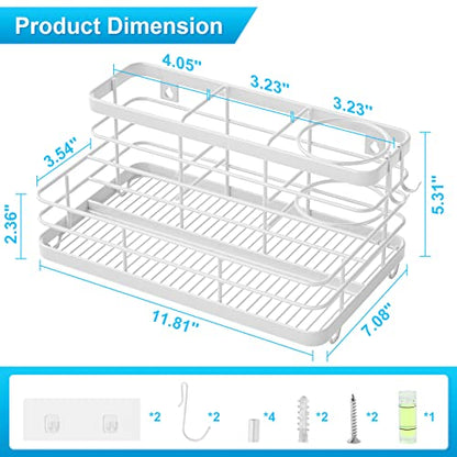VITVITI Metal Hair Tool Organizer Wall Mounted, Hair Dryer Holder Basket Storage, Bathroom Sink Organizer Countertop for Vanity Makeup Brush/Hair Straightener/Styling Tools, White, Stand - style: B White