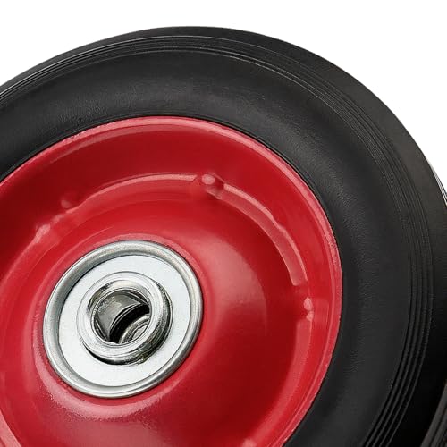 4 PCS 8 x 1.75 Inch Solid Rubber Tire, Black Red Solid Rubber Wheels with 1/2 Inch Axle, Hand Truck Replacement Wheels for Garden Carts, Wheelbarrows - size: Red 4Pcs