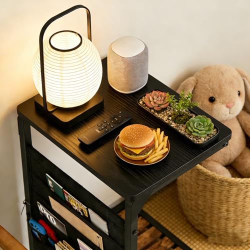 Black TV Tray, Small Sofa Side Table Trays TV Tables for Eating Couch Stand | Couch Table that Slide Under Laptop C Shaped End Snack Food Breakfast Drink Over Dinner Recliner Chair Living Room ET-P-BKW1 - color: Black