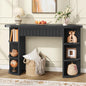 Hoctieon Fluted Console Table with Storage, Entryway Table with Side Storage Shelves, Narrow Sofa Tables Behind Couch, Hallway Tables for Living Room, Entrance, Foyer, Black - color: Black