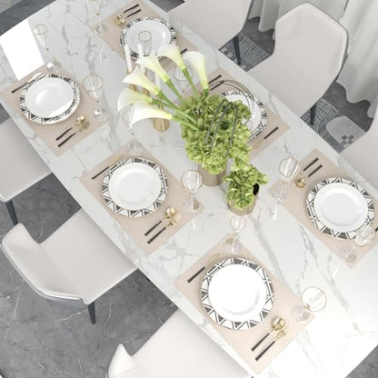 Set of 4,Soft Caddice Faux Linen 2 Side Place Mats Heat Resistant Dining Table Place Mats Kitchen Table Mats 12 x 18 Natural Linen - color: Natural Linen, size: Rectangular Placemats 12" x 18"