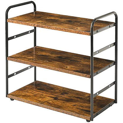 IBUYKE Kitchen Countertop Standing Storage Shelf,Brown TWJ001H | 3-Tier Bathroom Counter Organizer Tray Countertop Storage Shelf Counter Standing Rack Cosmetic Holder - size: square, style: 1