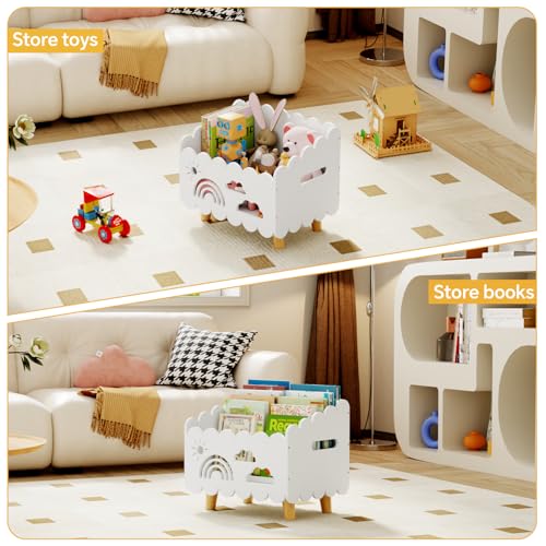 Wood Kids Bookshelf, Montessori Bookshelf, With 2 Adjustable Dividers, Suitable Kids Rooms, Nursery & Classroom, Kids Bookshelf And Toy Storage, Toddler Book Rack, Nursery Book Shelves, Kids Bookcase - color: White(stationary)