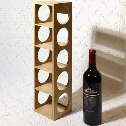 HYGRAD BUILT TO SURVIVE Stackable Bamboo Wall Mounted Wine Rack Stand, 5 Bottle Countertop Freestanding Wine Holder Storage Display Shelves for Basement, Kitchen, Bar, Pantry Cabinet