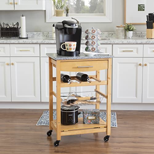 Linon Kitchen Island Granite Top, 33.88" x 22.8" x 15.63", Natural - color: Daa, style: Whitney