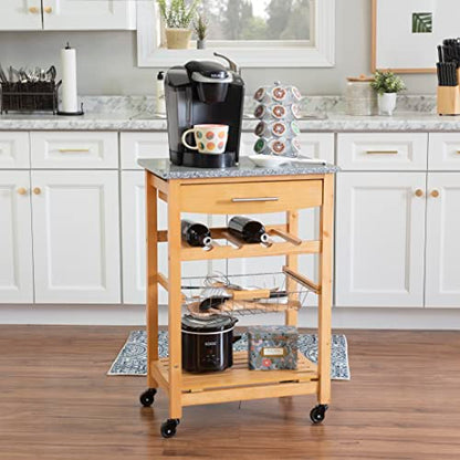 Linon Kitchen Island Granite Top, 33.88" x 22.8" x 15.63", Natural - color: Daa, style: Whitney