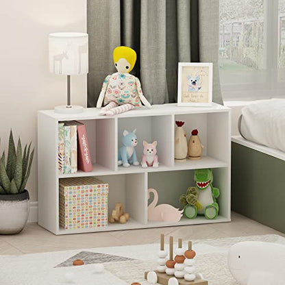 Furinno LUDER Book Shelf, 5-Cube Bookshelf, Easy Assembly Bookcase with Open Shelves, 9.4 x 19.7 x 31.5, for Living Room, Bedroom, Home Office, Plain White - color: Plain White, size: 5-Cube, 9.4 x 19.7 x 31.5
