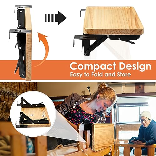 Foldable Bedside Shelf, Bunk Bed Tray for Side Raill, Wood & Steel | Folding bedside tray for 0.6"-2.36" rails, No drilling, 40LBS, Space saver for dorms