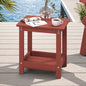 LUE BONA Small Outdoor Side Table, 2-Tier HDPE with Rail, Red | Outdoor End Table with Rail for Patio, Deck, Poolside, Weather Resistant HDPE, Low Maintenance, Easy to Clean - color: Red