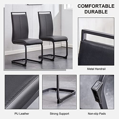 Baysitone Modern Dining Set of 2, Side Chairs With Black Frame, Faux Leather Padded Seat High Back for Kitchen, Dining Room, Living Room - Black - color: Black With Black Leg, size: Set of 2