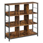 VASAGLE Bookshelf, Bookcase, 9 Cubes Storage Organizer, Industrial Open Display Shelf, for Bedroom, Office, Living Room, Metal Frame, Rustic Brown and Black ULLS112B01 - size: 11.8"D x 39.4"W x 40.6"H