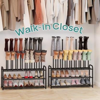 viewcare Tall Boot Rack, Long Boot Rack Organiser, Tall Boots with Shoe Rack for Closet, 3-Tier Shoe Shelf Storage Organiser for Entryway - size: Extra Long