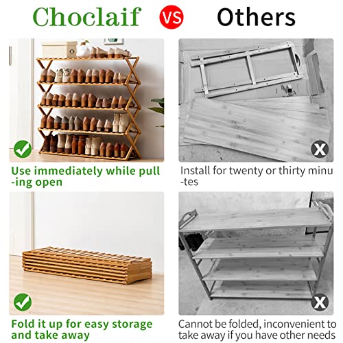Choclaif Free Standing Shoe Racks for Closet, Shoe Shelf Bamboo Shoe Rack for Bedroom, Entryway Hallway Closet Living Room Organizer（5 Tier） - size: 5 Tier