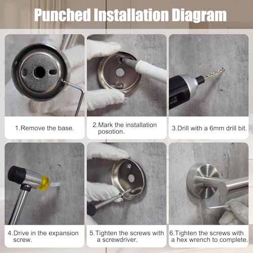 7 PCS Bathroom Hardware Set, Brushed Nickel Stainless Steel Bathroom Tower Rack Set Wall Mounted Includes 16" Towel Bar, Toilet Towel Paper Holder, Towel Ring, 4 Robe Towel Hooks - color: 7pcs-brushed Nickel