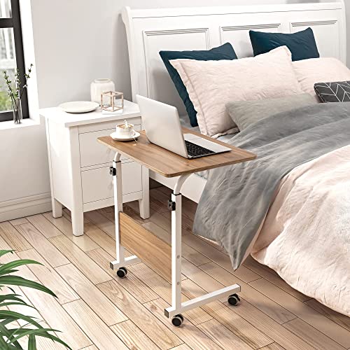 Side Table with Wheels, Home Snack Side Table with Castors Mobile End Table,Oak,05#1-60OK-S8-US - color: Oak, size: 23.6 inches