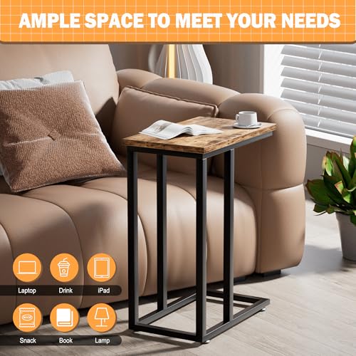 VECELO Universal C-Shaped Side Table, Multi-Functional Snack & TV Tray for Living Room, Bedroom, Grey (2 Set) - color: Grey, size: 2 Set
