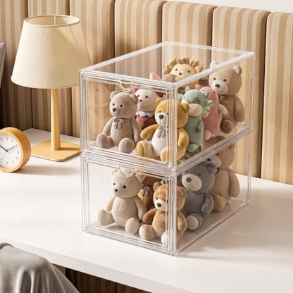 XL Shoe Boxes Clear Plastic Stackable, Extra Large Acylic Display Case, 5 Pack Drop Front Shoe Box with Magnetic Lid,Fit up to Size 15(5 PACK ACYLIC) - color: 5 PACK ACYLIC